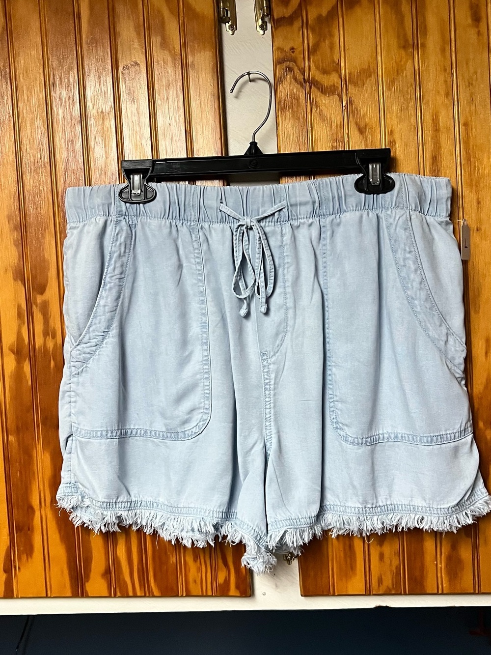 Time & Tru Light Blue Drawstring Denim-Style Women's Shorts size L